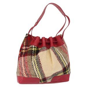 Authentic BURBERRY Nova Check Shoulder Bag Wool Beige